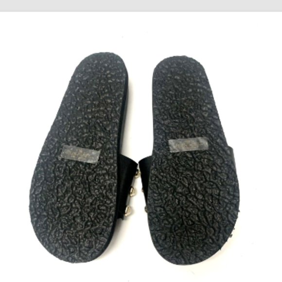Refresh Women Sandals Slip on Size 8 Pearl Black studded cutout PU and Metallic - Picture 4 of 5